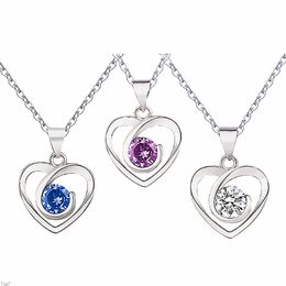 Crystal Womens Necklaces Pendant Natural amethyst heart-shaped Silver female clavicle chain simple New gold plated