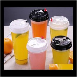 Sts Kitchen Supplies Kitchen, Dining Bar Home & Garden700Ml 24 Oz Disposable Plastic Cups Cold Drinks Juice Coffee Milky Tea Cup Thicken Tran