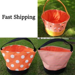 Halloween Candy Bucket Party Star Stripe Tote Bags Canvas Trick or Treat Gift Bag 12 Styles