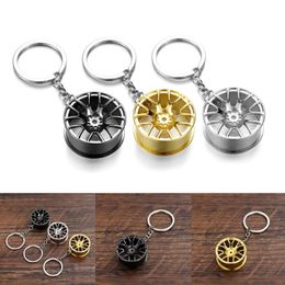 Keychains Luxury Wheel Hub Key Chain Zinc Alloy Tire Styling Car Ring Creative Auto Part Fob