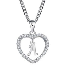 Pendant Necklaces A To Z 26 Letter Name & For Women Girl Fashion Long Chain Heart Cubic Zirconia DIY Jewellery Gift 2021