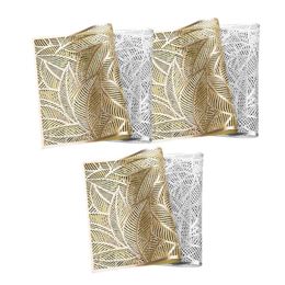 Mats & Pads 6 Pack Stamping Hollowed-Out Insulated Placemat ,Leaf Pattern Coffee Cup Kitchen Home Decor,Golden+Silver-ABUX