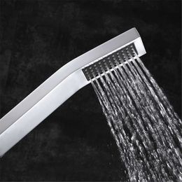 Bathroom Rain Hand Shower Head Partial Bent Brass Chrome Finished Rainfall Showers Wall Mounted Water Saving Hand Hold Shower 210724
