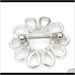 Navel & Bell Button Rings Delivery 2021 D0660 ( 1 ) Nice Flower Style Nipple Ring 10 Pcs Clear Color Stone Drop Piercing Body Jewelry 2Yxmu