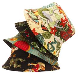 essentials hat UK - Wide Brim Hats Ladies Beautiful Printed Pattern Fashion Fisherman Hat Fresh And Casual Sunscreen Sunshade Travel Essential