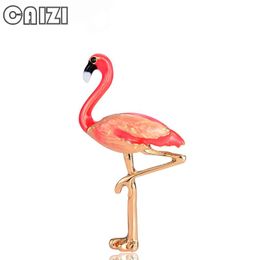 Pins, Brooches CAIZI Cute Enamel Flamingo Pin Women And Men Broshes Bird Animal Broches Fashion Dress Coat Accessories Jewelry