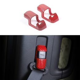 ABS Seat Belt Cover Decoration Trim For Ford F150 15+ Red Carbon Fiber Interior Accessories