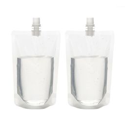 50pcs Stand Up Transparent Plastic Drink Packaging Bag Spout For Beverage Juice Milk Wedding Party Drinking Gift Wrap