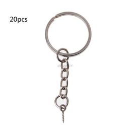 20Pcs Screw Eye Pin Key Chains With Open Jump Ring Chain Extender DIY Jewelry Making Tool Ring Keychain G1019