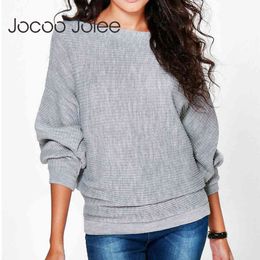 Women Autumn Winter Bat Sleeve Sweater Female Pullover Casual Loose Knitting Warm Jumper Pocket Tops Sexy Sweaters 210428