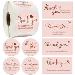 Gift Wrap 50/500PCS Round Thank You Stickers For Supporting My Small Business Thanks Greeting Cards Candy Bags Paper Seal Label Party