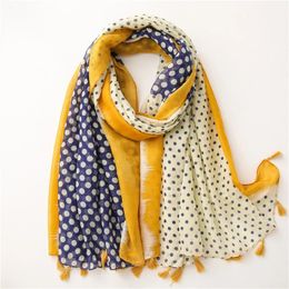 Dot Printed Tassels Scarf Hijabs Muslim Women Shawls Fashion Large Size Islamic Head Wraps Muffler Turbans