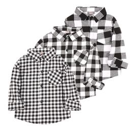 Grey Baby Boys Shirts Plaid Children Clothes Classic Boy Tee Shirt Tops Kids Shirt Cotton Girl Overshirt Blouse Jersey 2-9Year 210413