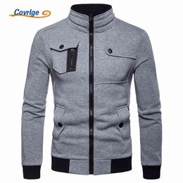 Covrlge Spring Autumn Hoodies Men Sweatshirts Casual British Style Zipped Stand Collar Men's Hip Hop Hoodie Size MWW133 210818