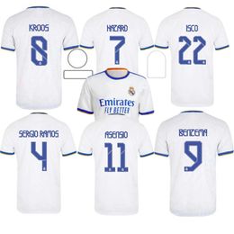 -2021 Fans Version Thai Qualität Real Madrid Home Auswärts Trikots 21/22 Hazard Fussball Jersey Modric Bale Kroos Isco Benzem Asenssio Football Hemden