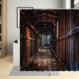Shower Curtains Old Vintage Wooden Door Country Farmhouse Wood House Pattern Home Decor Bathroom Curtain With Hooks Waterproof