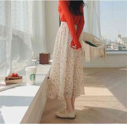 chiffon Print skirts Bohemian High Waist Floral Summer Skirts Womens Boho Maxi Long For Women 210423