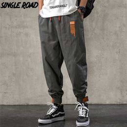 Single Road Mens Harem Pants Uomo Moda Baggy Cotton Hip Hop Jogging Pantaloni Streetwear giapponesi Pantaloni cargo maschili per uomo 211112