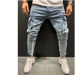 Mens Regular Fit Stretch-Fit Jeans Business Casual Classic Style Fashion Denim Trousers Male Black Blue work Pants Size 29 38 42