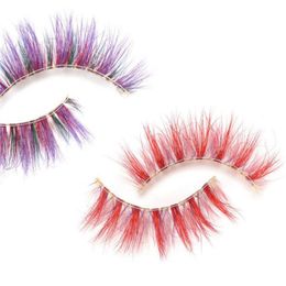 Colourful 3D Mink Eyelashes Makeup Thick Eye Lashes Cross Natural Long False Eyelashes Stage Fake Eyelash with packaging box