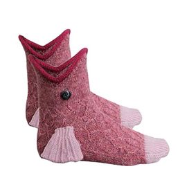 Men's Funny Novelty Socks Women Sock Winter Keep Warm Knitted Cuff Crocodile Slippers Socks Animal Pattern Christmas Gifts