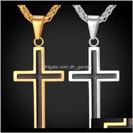 Pendant Jewellery Drop Delivery 2021 Men S Classic Stainless Steel Mens Chains 18K Real Gold Plated Vintage Latin Christian Cross Pendants Neck