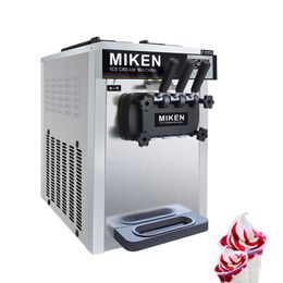 Three Flavours Ice Cream Makers Machine Desktop Gelato Making Machine Stainless Steel Yoghourt Soft Ice Cream Vending Machine 110V 220V