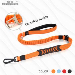 Multi-function Pet Dog Leash Car Seat Belt Elastic Traction Rope Reflective Nylon No Pull Bungee Retractable Dogs Leads New 211006