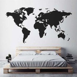 Modern Home Decor World Map Wall Sticker Vinyl Interior Design Bedroom Living Room Map Of The World Wall Decal Removable S144 210929