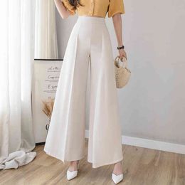 Casual Womens clothing Summer Chiffon Loose Pants Women's High-Waist Vertical Thin Split cargo Women Skirt 68i 210420