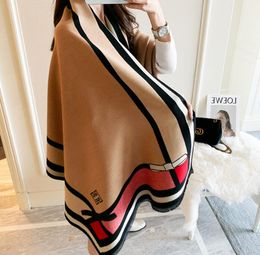 Shawls Autumn and winter new bow print imitation cashmere scarf ladies Korean office warm air conditioning shawl wholesale