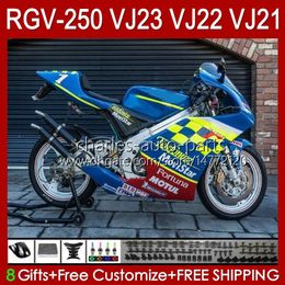 OEM Bodywork For SUZUKI RGVT RGV 250 CC RGV250 SAPC VJ23 Cowling RGV-250CC Body 107HC.77 blue glossy RGVT-250 VJ 23 RGV-250 Panel 97 98 RVG250 250CC 1997 1998 Fairing Kit