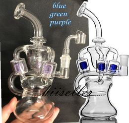 9.3 inchs klein Recycler Oil Rigs Hookahs Glass Water bongs Smoke Pipe Percolator Waterpipe feb Egg Bong With 14mm banger