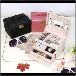 Ders Housekeeping Organisation Home & Garden Drop Delivery 2021 3 Layers Packaging Casket Box For Exquisite Makeup Case Jewellery Organiser Con