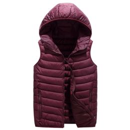 Women's Slim Vest Solid Hooded Casual Ladies Vests for Women With Zipper Cotton Padded Sleeveless Down Jacket Coat 210909