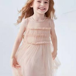 Girl Dresses Mesh Cute Dress Girls Tulle Princess Dress For Kids Children Lace Clothes 2-8Y Q0716