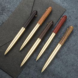 Gel Pens Factory Wholesale Sandalwood Metal Signature Pen 5 PCS Wooden Rotating Gift Office School Supplies