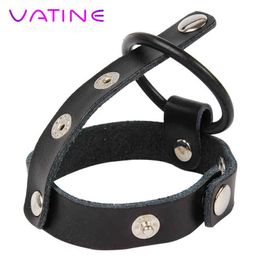 NXY Cockrings Vatine Cock Ring Bondage Set Kit Penis Sleeve Cockring Leather Silicone Sex Toys Male Chastity Belt Device Adult Products 0215