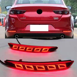 1Pair Rear Reflector Car LED Rear Bumper Brake Light Dynamic Turn Signal Light For Mazda 3 Mazda3 Axela 2019 2020 2021
