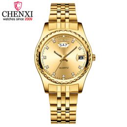 2021 Chenxi New Gold Watches Women Dress Watch Fashion Ladies Rhinestone Quartz Watches Female Wristwatch Clock Relogio Feminin Q0524