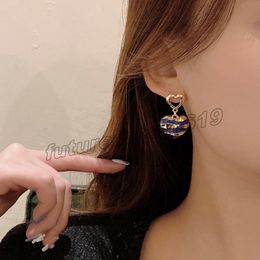S925 needle Trendy Jewelry Blue Heart Dangle Earrings 2021 New Trend Golden Plating Metal Alloy Two Love Drop Earrings For Girl