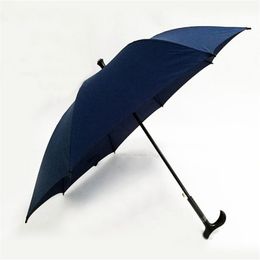 Men's Elderly Long Handle Black Umbrella Creative Crutch Umbrellas Oversized Double Rain or Shine WH0333