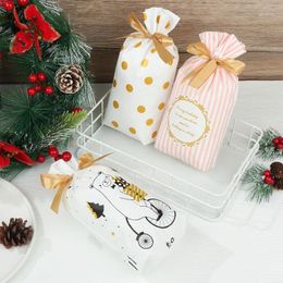 Gift Wrap Cookies Sweets Biscuit Party Decoration With Ribbon Seal Christmas Bag Gifts Packing Wrapping Bags Xmas Supplies