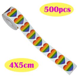 -500 Liebes-Regenbogen-Band-Aufkleber Homosexuell Stolz 6 Farbstreifen Herzform Rollband N1HE 919 Q2