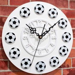 Wall Clocks Football Style Non-ticking Acrylic DIY Clock Watch Kids Fans Living Room Decor Fashion