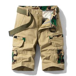 Men's Cargo Shorts Camouflage Men Tactical Casual Male Short Pants Pockets Cotton Sweatpants Clothes Bottoms Plus Size 210714