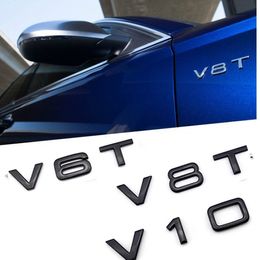 -Numero lettera V6T V8T V10 Adesivo Car Styling Fender Laterale Tronco posteriore Badge Logo Emblem Decal per Audi A4 A5 A6 A7 A8 A8 S4 S5 S6 S7 S8 TT Rs 3 5 7 SQ5 Q3 Q5 Q7 RS3 RS4 RS5 RS5