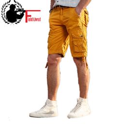 Men's Summer Military Cargo Shorts Army Style Multi Pockets Bermuda Cotton Breeches Work Casual Short Male 210518