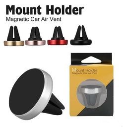 car air vent conditioning magnet cell phone mounts Metal mobile phone Holders For Smartphone mobilephone with Retail Box