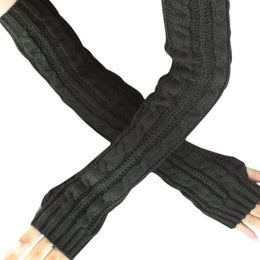 Sports Gloves Fashion Women Winter Arm Hand Warmer Knitted Long Fingerless Mitten Moto Stretch Solid Touch Screen Mittens #T1P